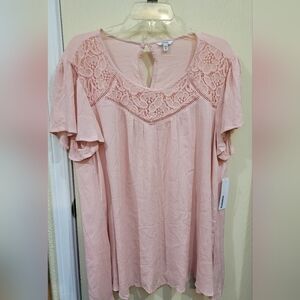 Nwt Shell pink flutter sleeve blouse